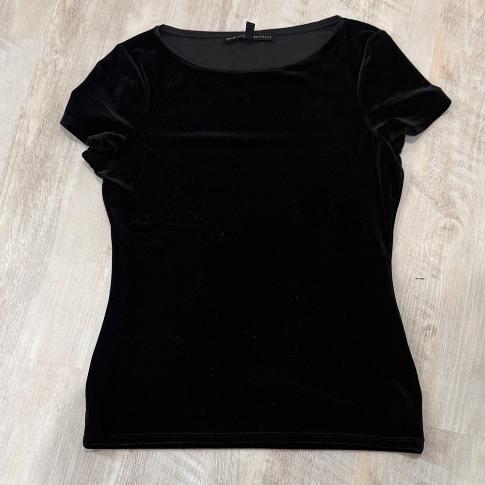 White House Black Market Black Velvet Short Sleeve Top